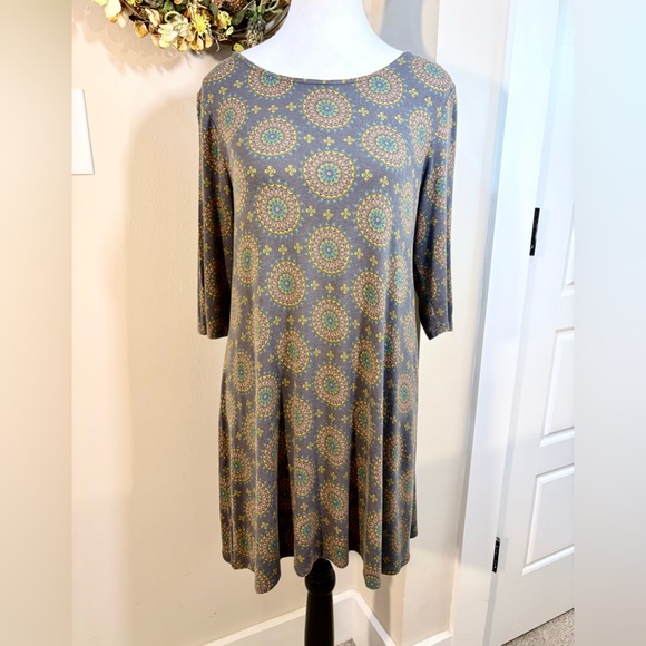 NATURAL LIFE Boho Everyday Soft Stretch Knit Tee Shirt Dress Sz Medium💚 - Picture 8 of 8
